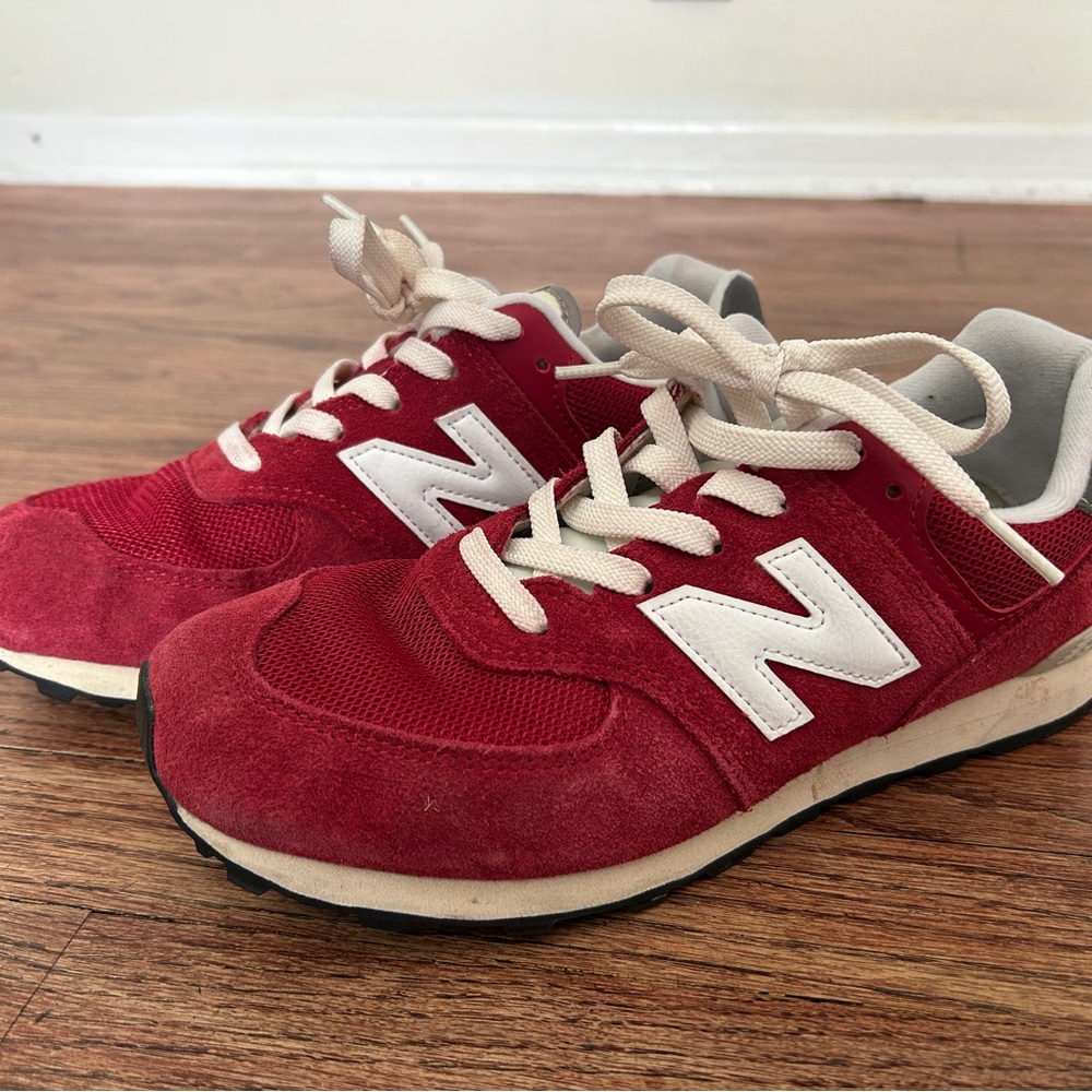 New Balance Kids Red and White Athletic Sneakers
